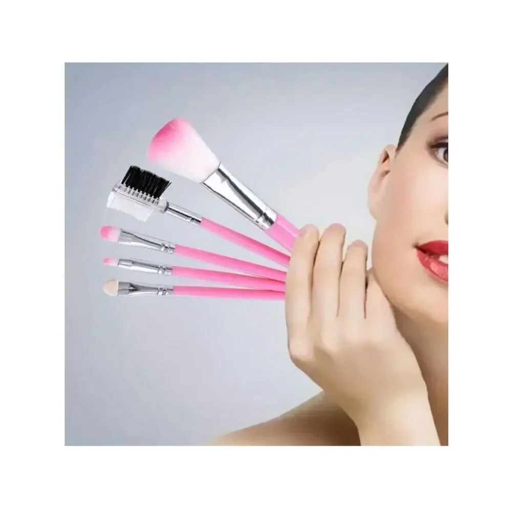 NWT 5 Pcs Pink Pro Makeup Brush Set  Eyeshadow, Eyebrow, Blush Brushes